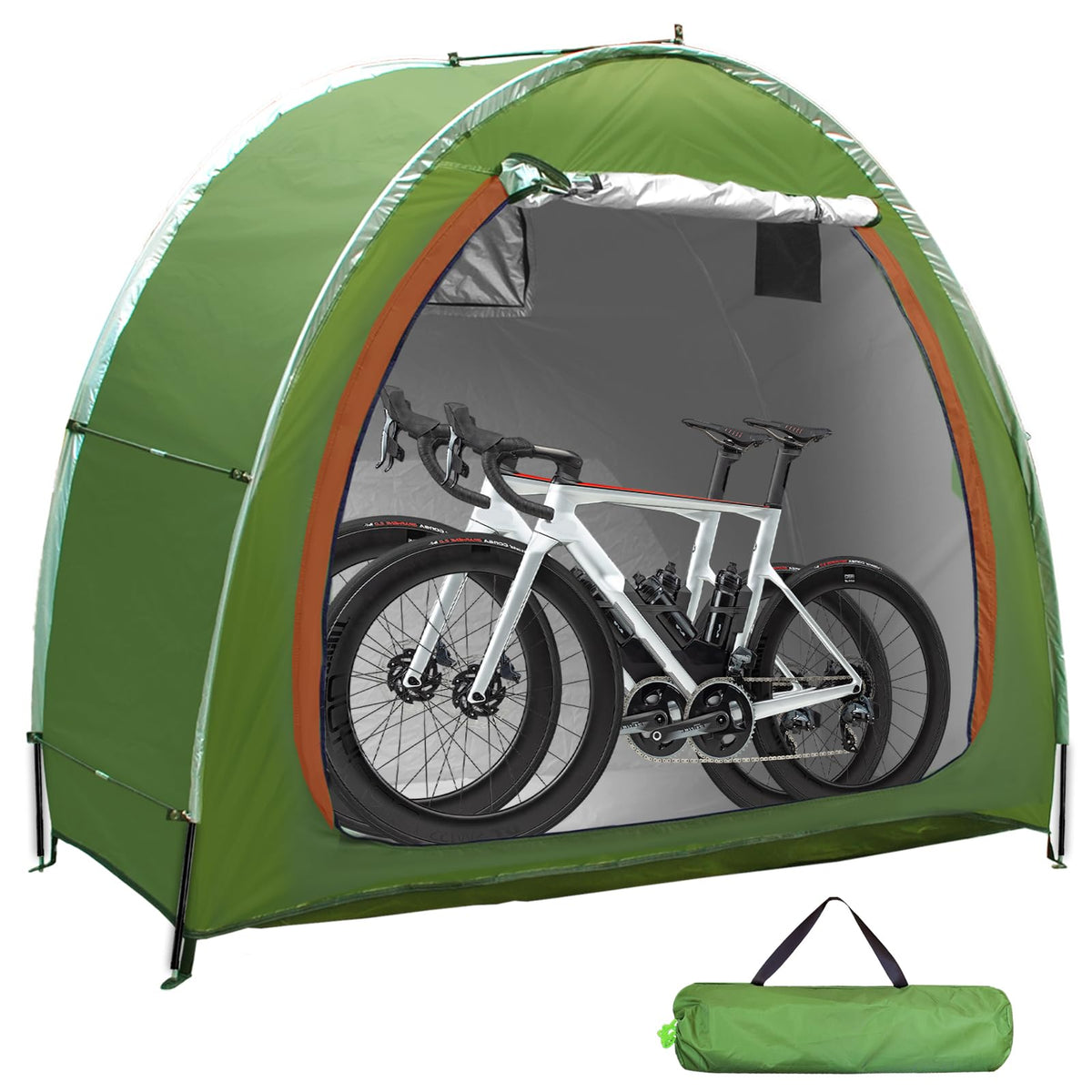 HuaKastro two-bike cover shelter protecting two bikes from rain and sun