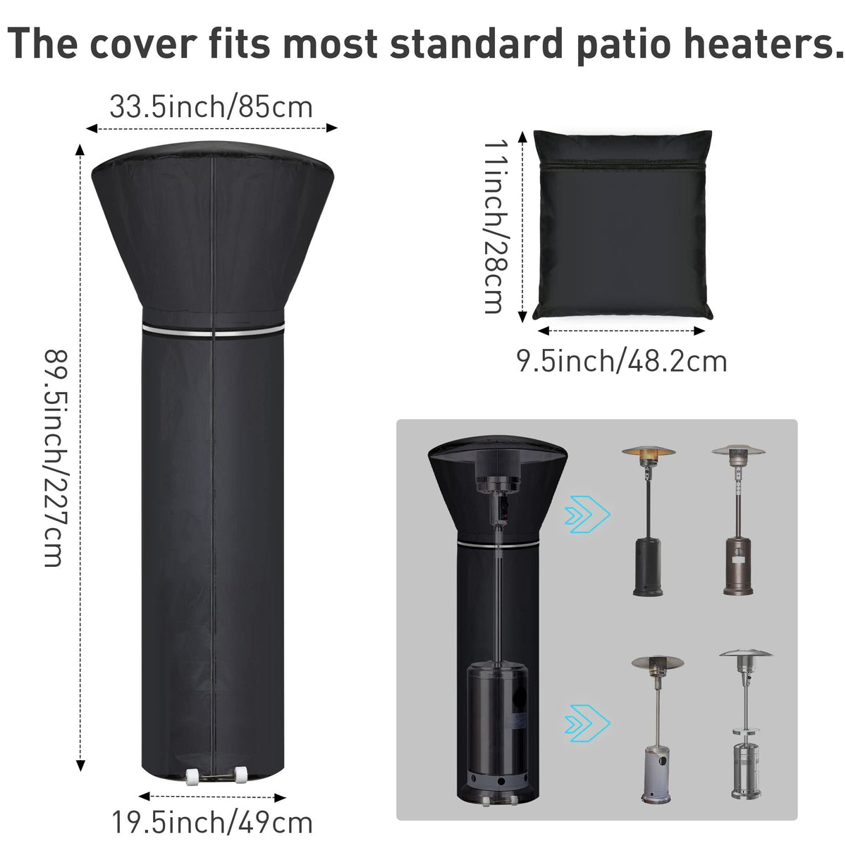 Hualedi outdoor heater cover waterproof keeps your unit dry.