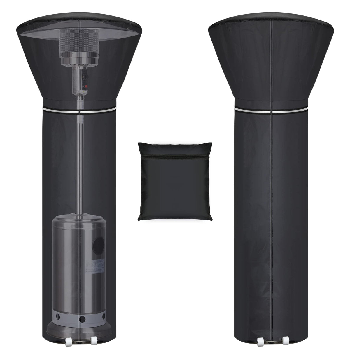 Hualedi patio heater cover with reflective strip for night visibility.