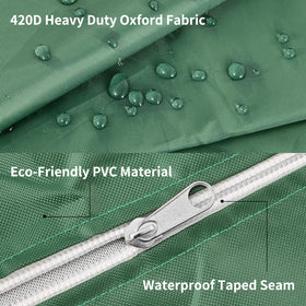 Huapate Green Zipper IBC Tote Cover side snaps securing the cover against wind.