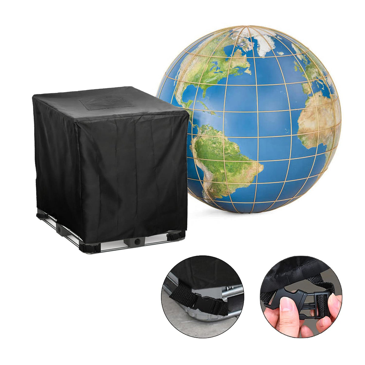 Durable 420D Oxford fabric tote cover on an IBC tank