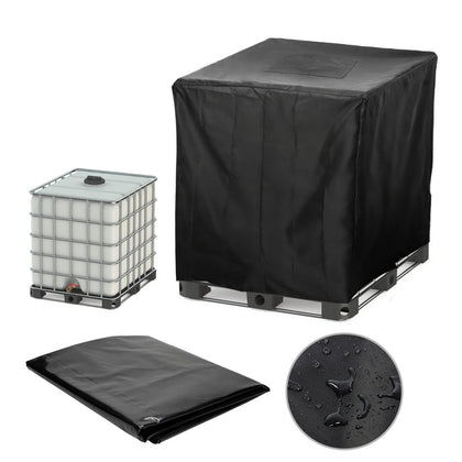 Huapate IBC tote cover shields a 275 gallon tank from sun and debris