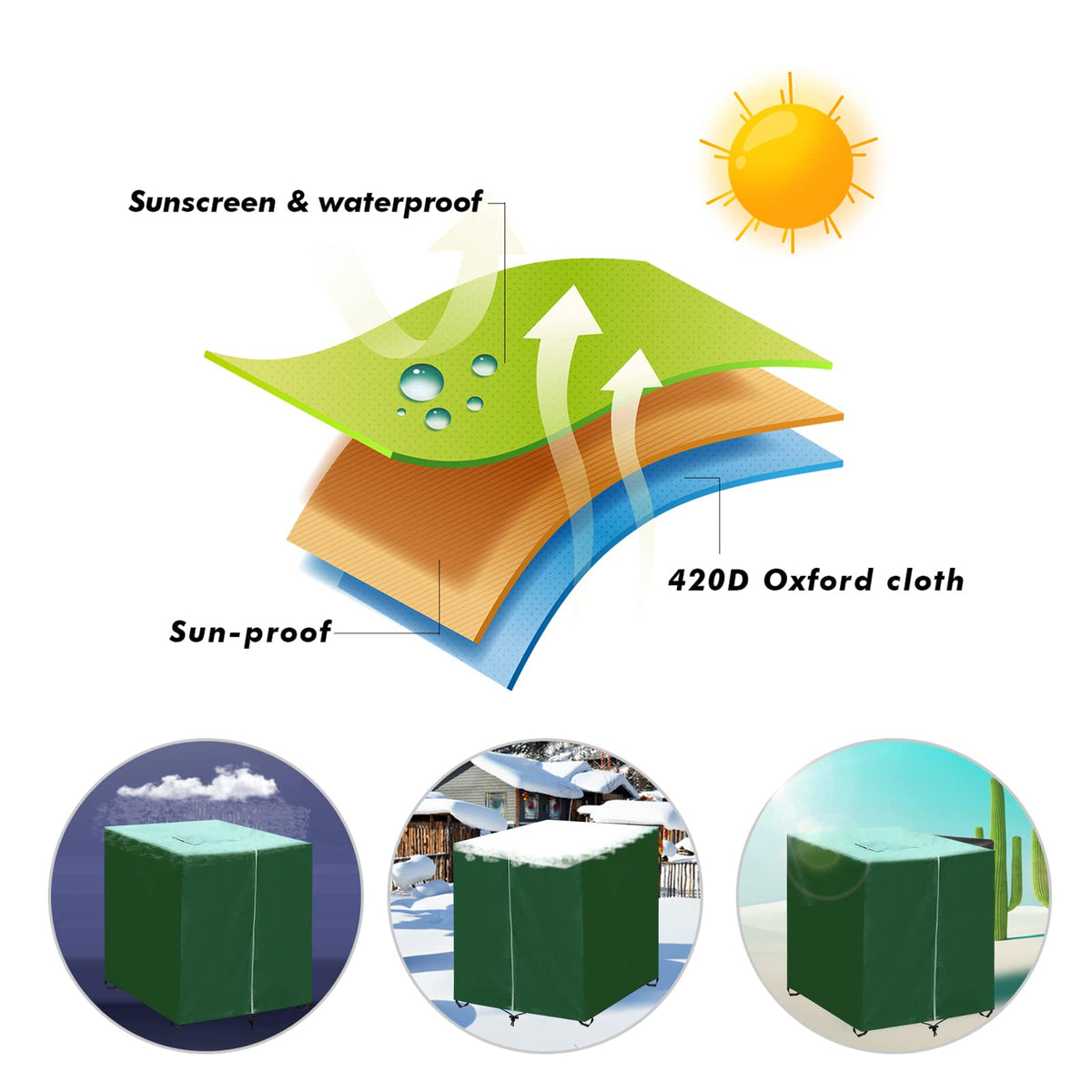 Huapate Outdoor 420D fabric protects the tank from weather.