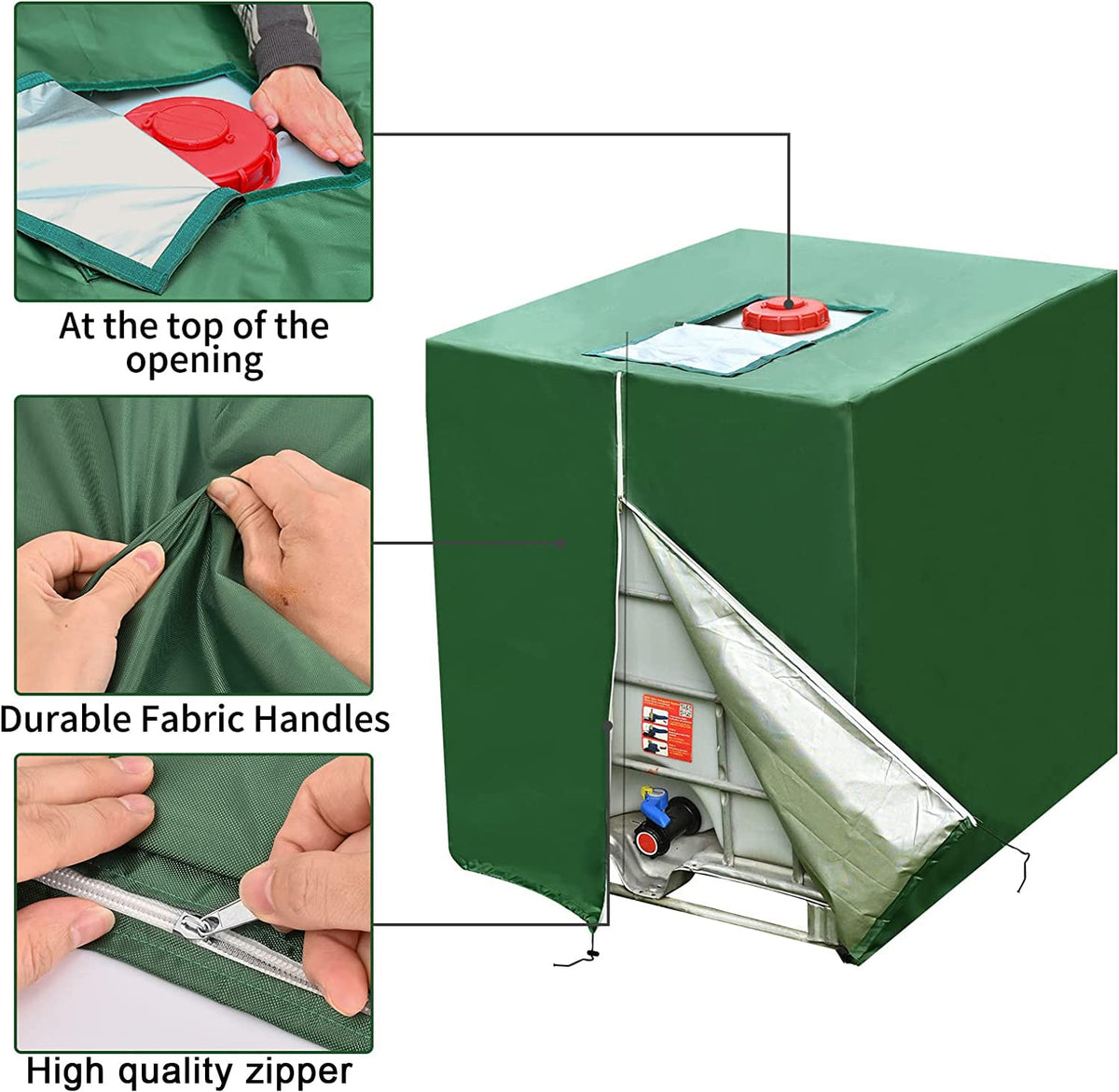 Huapate Zipper detail showing durable one-side access.