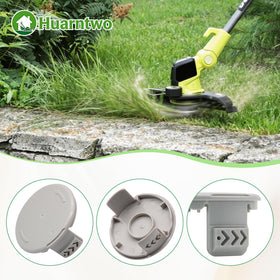 Huarntwo packaging shows spool caps and Ryobi compatibility.