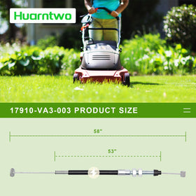Huarntwo throttle cable in packaging, ready-to-install for Honda HR194-216.