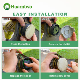 User replacing cap on cordless Ryobi trimmer, snap-in.