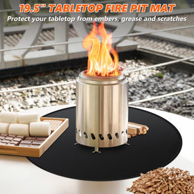 Huchiz double-sided fireproof mat showcases heat resistance up to 2000°F for safe setup.