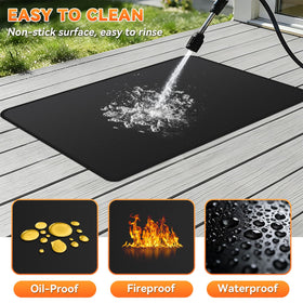 Huchiz wide coverage outdoor grill mat protects decks and patios