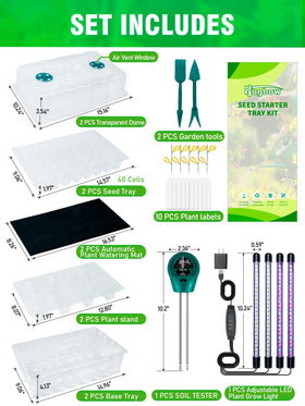 Hugbow grow-light system LED bars provide adjustable light for faster seedling growth.