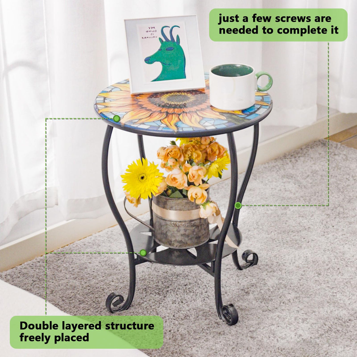 HugCoz patio drink table suitable for outdoor seating and snacks.