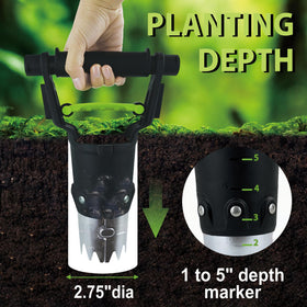 Hugeleaf bulb planter in action simplifies soil release and bulb placement