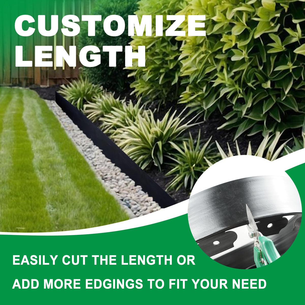 Hugeleaf lawn border installation with hammer shows quick DIY setup