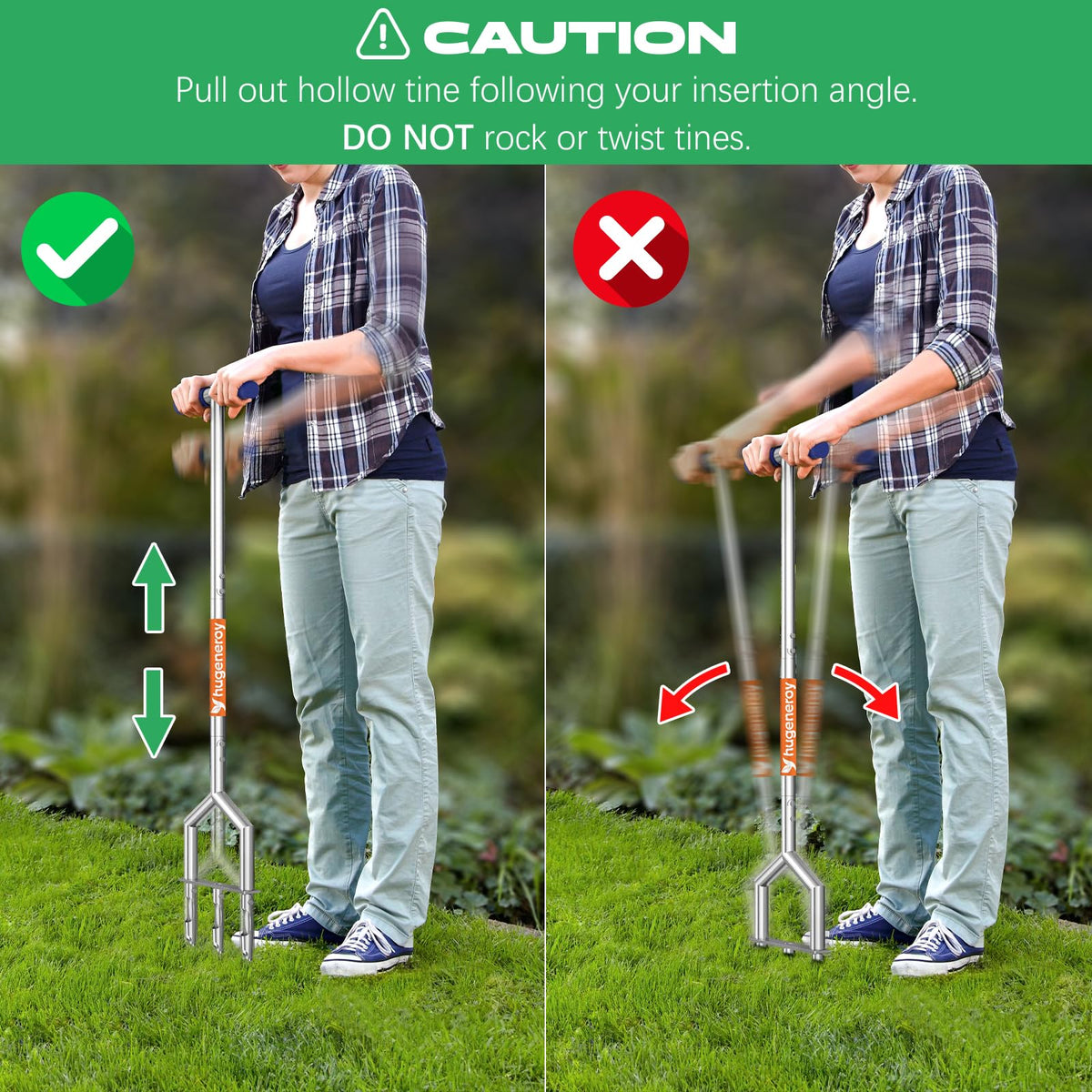 Hugeneroy manual push core aerator durable-steel construction supports long-term lawn care.