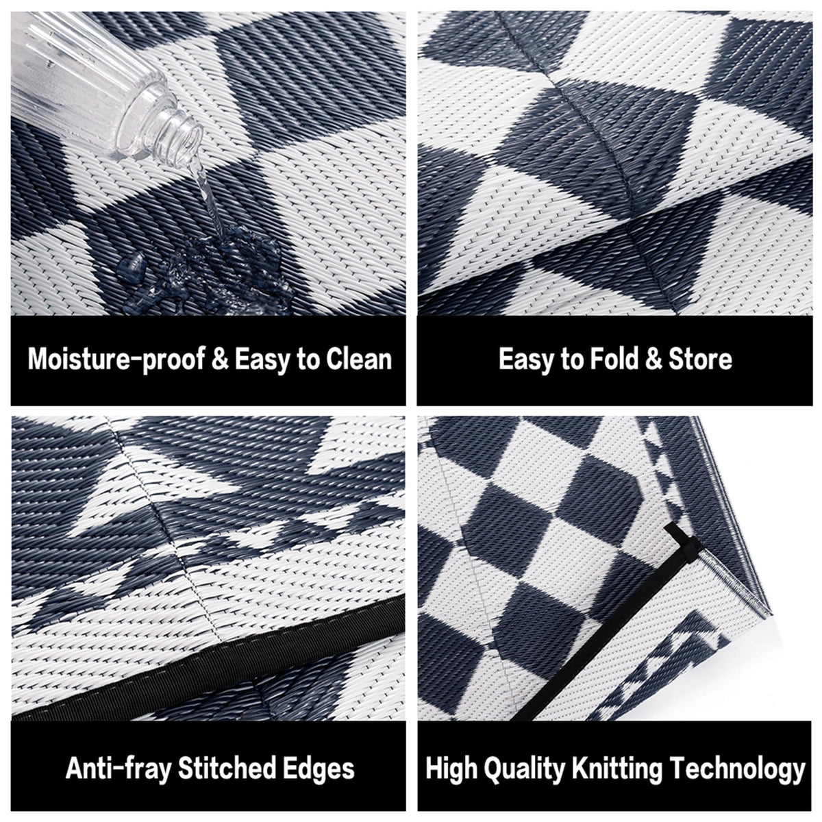 HUGEAR foldable rug with carry bag for camping and patios