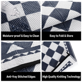 HUGEAR foldable rug with carry bag for camping and patios