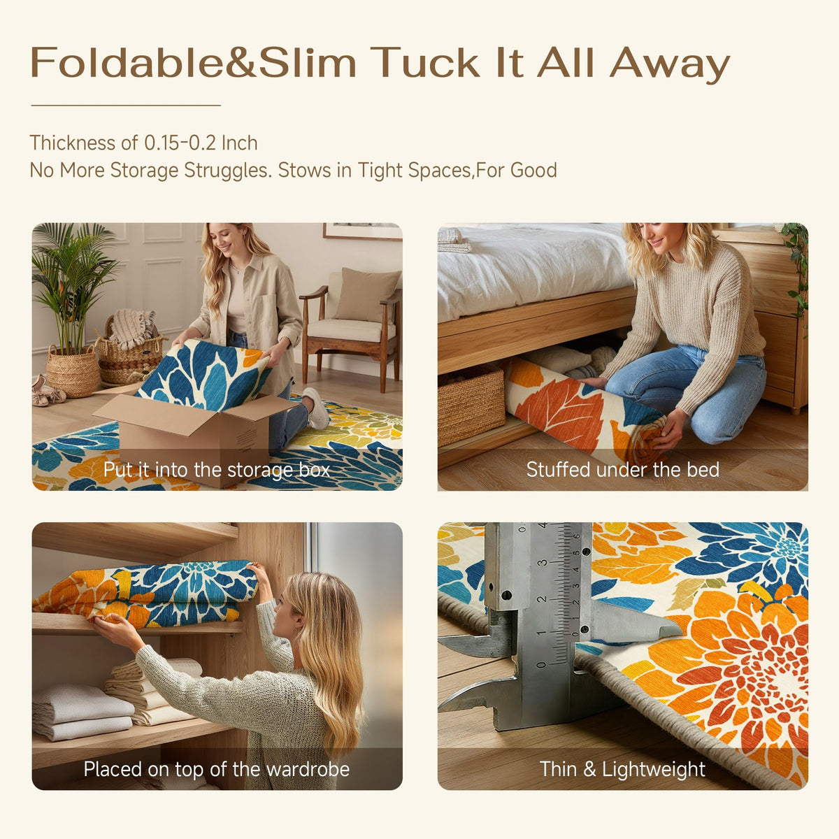 HUGEAR non-slip tpe backed rug keeps floors safe