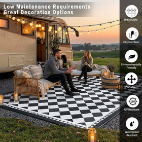 HUGEAR reversible plaid design offers two looks for versatile outdoor decor.