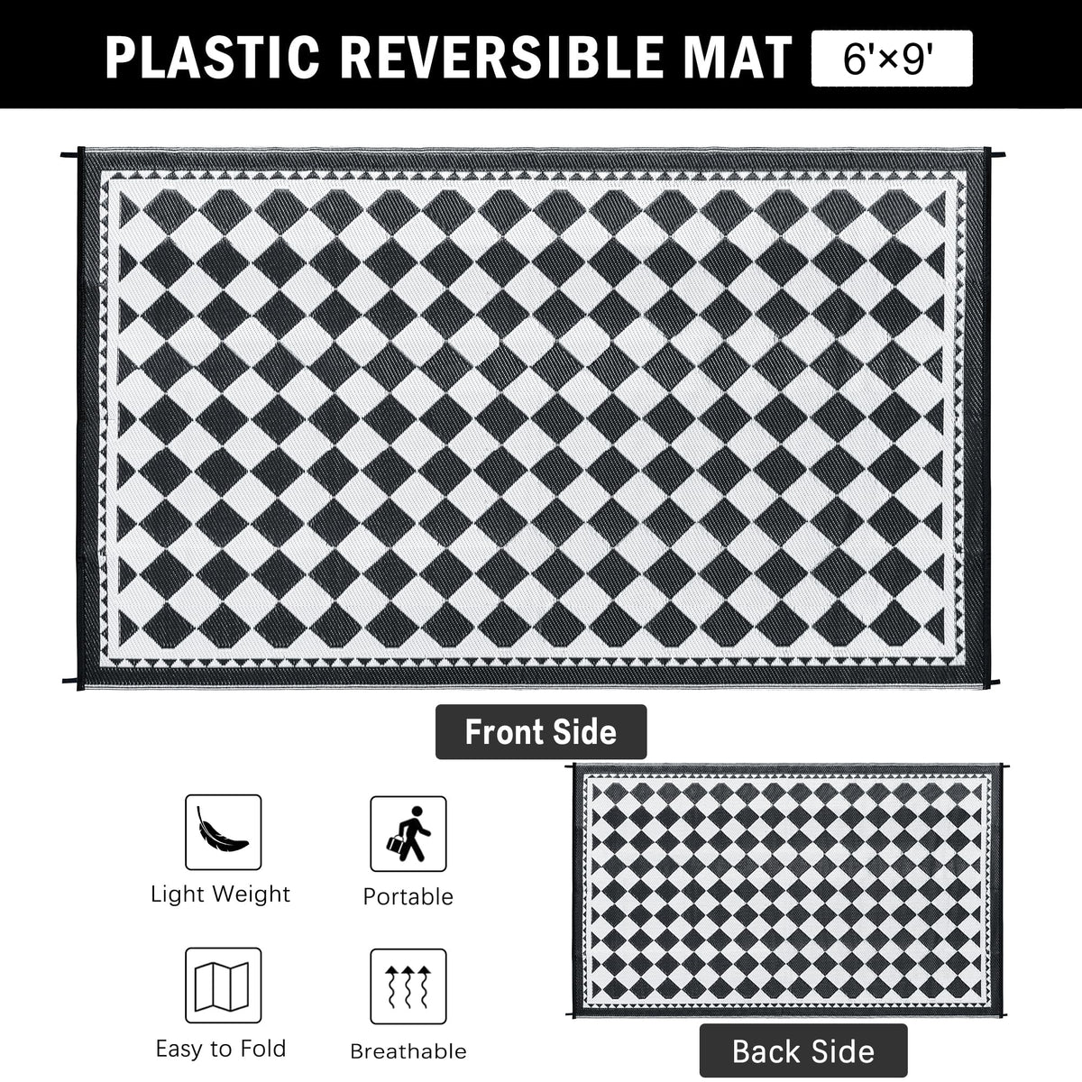 HUGEAR waterproof rug with easy-clean surface, ideal for high-traffic entryways and beaches.