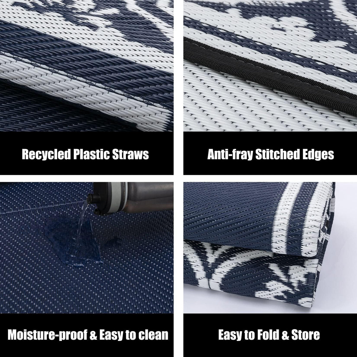 HUGEAR quick-dry patio rug ideal for RV trips and beach outings.