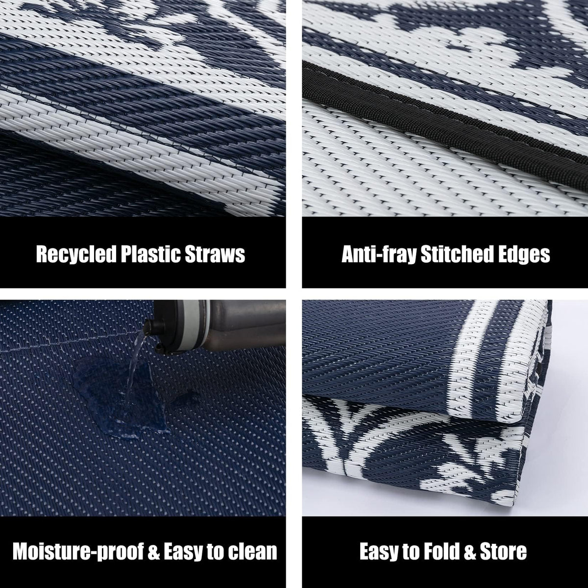 HUGEAR reversible rug on patio, two looks for different occasions