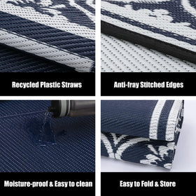 HUGEAR reversible rug on patio, two looks for different occasions