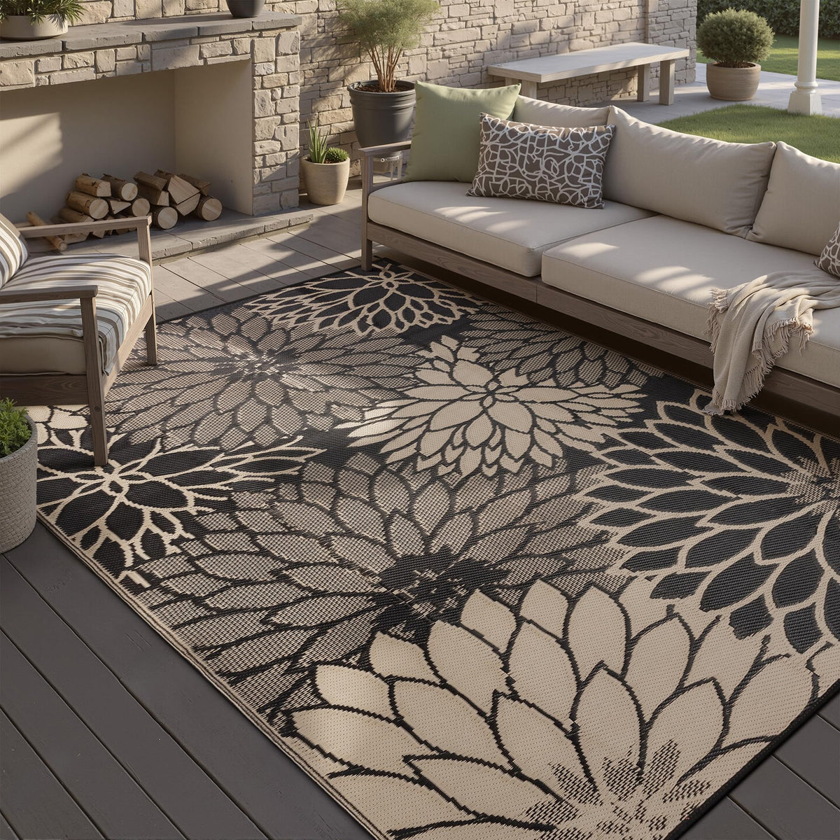 HUGEAR UV-resistant outdoor carpet maintains color in sun