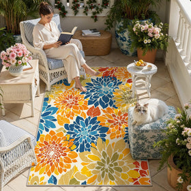HUGEAR washable indoor/outdoor rug quick-dry for easy cleanups after spills.