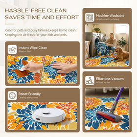 HUGEAR washable quick-dry rug being rinsed to refresh