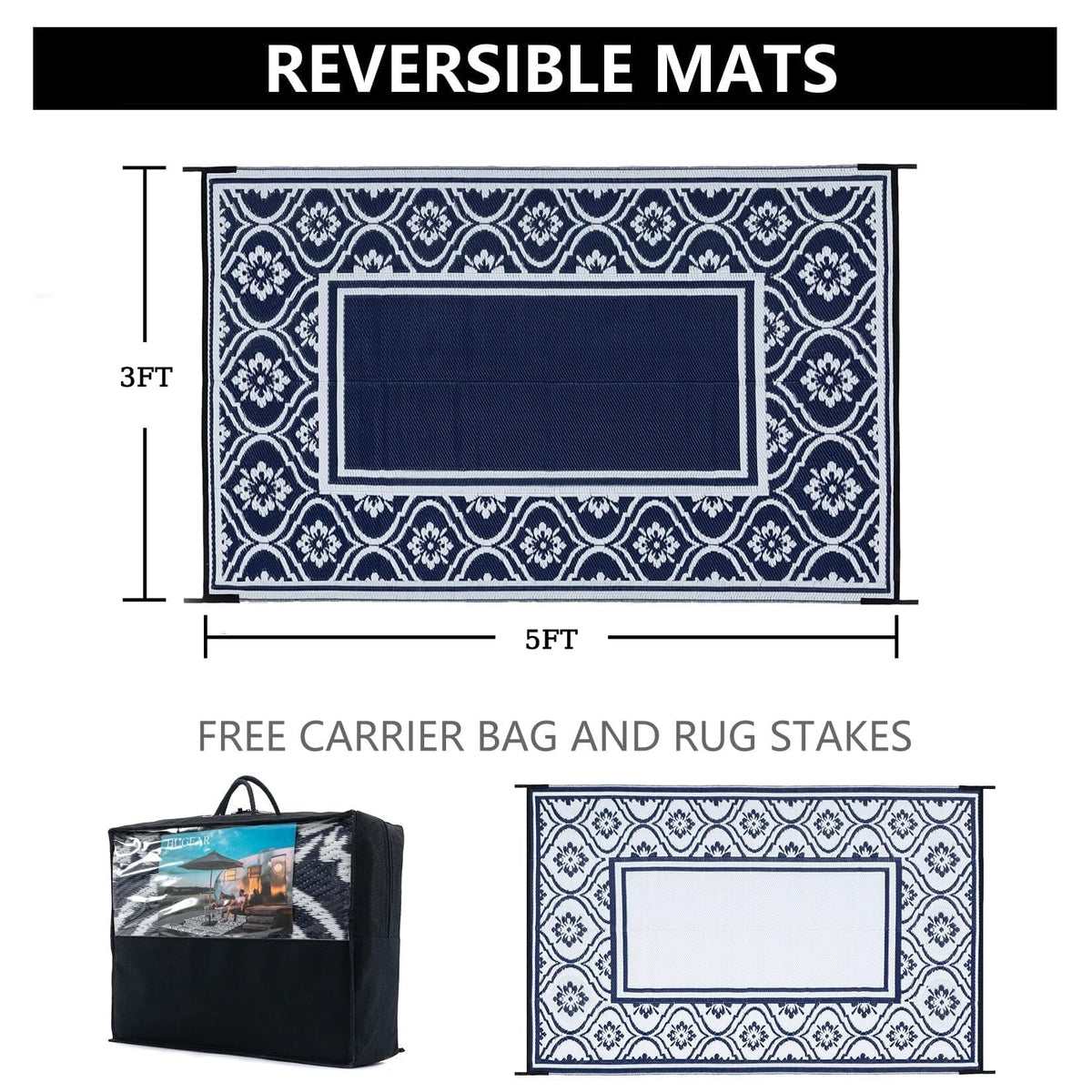 HUGEAR waterproof rug enables quick cleaning and fast drying for outdoor spaces.