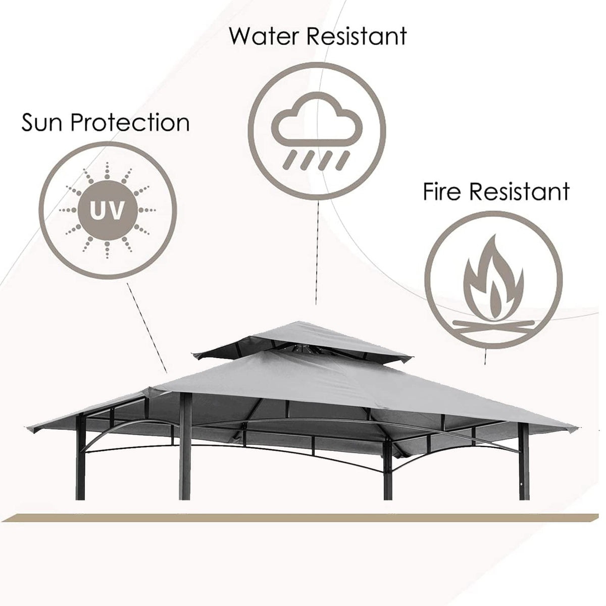 Hugline double-tier canopy with ventilation pockets for stable outdoor grilling.