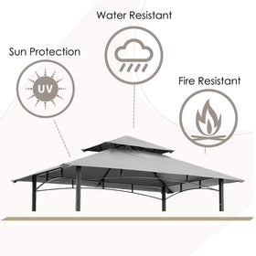 Hugline double-tier canopy with ventilation pockets for stable outdoor grilling.
