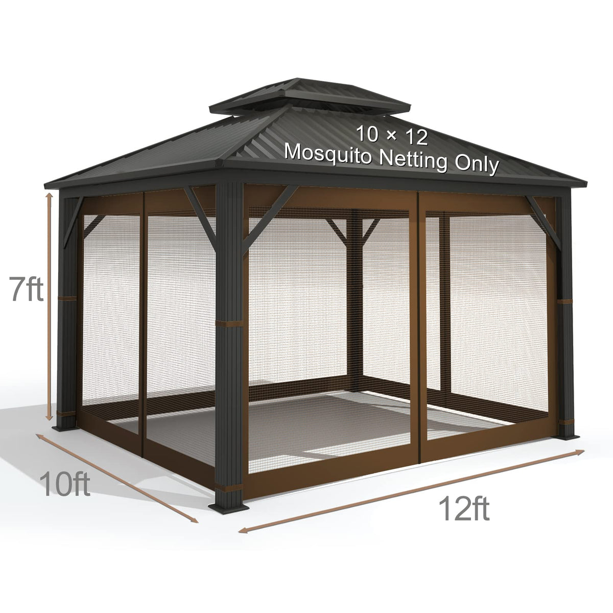 Hugline gazebo netting four-panel zipper sides for easy entry