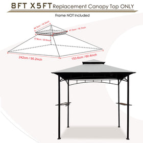 Hugline replacement canopy for model L-GG001PST-F fitment in gray.
