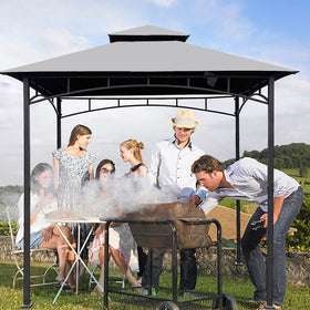 Hugline water-repellent fabric protects grill area during sun and rain.
