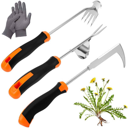 HUGOMOVA weed puller set 3-in-1 collection demonstrates versatile tools for tight gaps in beds