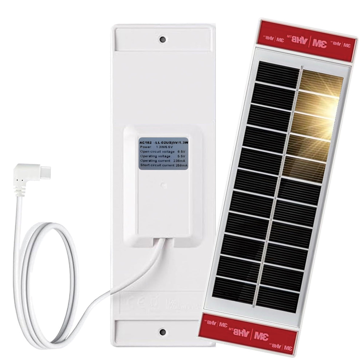Huhua solar panel 1.3W 5.5V mounted on a window powering devices via daylight
