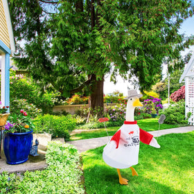 Huhumy 23-inch barbecue goose outfit enhances curb appeal.