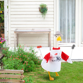 Huhumy polyester costume withstands weather while staying bright.