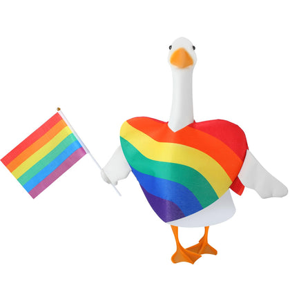 Huhumy Ribbonw Pride Goose Outfit heart shape for festive lawn decor.