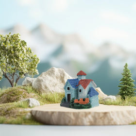 HUIANER resin house type D used as aquarium decor in a tiny world