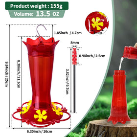 Huispark hummingbird feeder with ant moat at the top to deter insects outdoors.