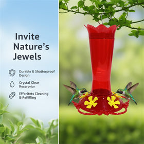 Huispark hummingbird feeder made of durable, bird-safe plastic for long-lasting outdoor use.