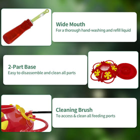 Huispark hummingbird feeder features a leak-proof seal to prevent spills during use.