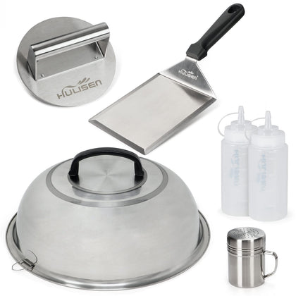 HULISEN Smashed Burger Kit 12-inch basting dome for even heat and cheese melt