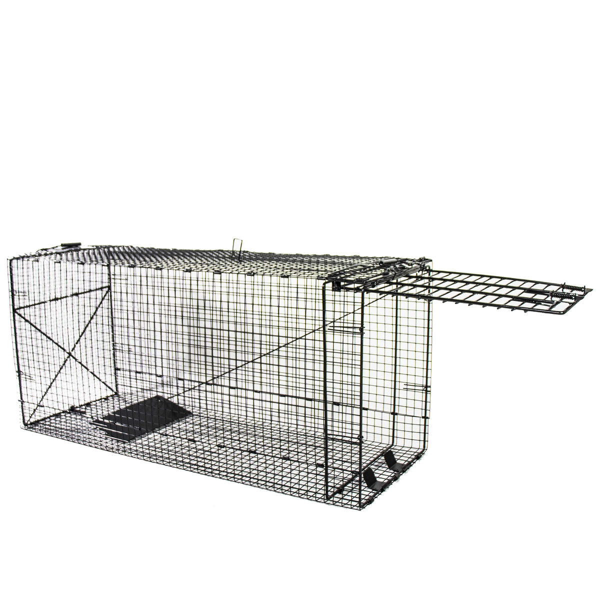 Humaneway 50-inch trap side view shows sturdy construction for efficient catches.
