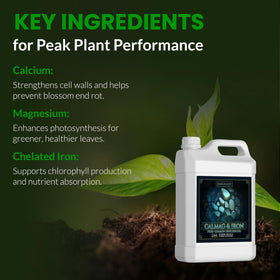 Humboldts Secret CalMag & Iron pour action demonstrates smooth application for steady plant nutrition.