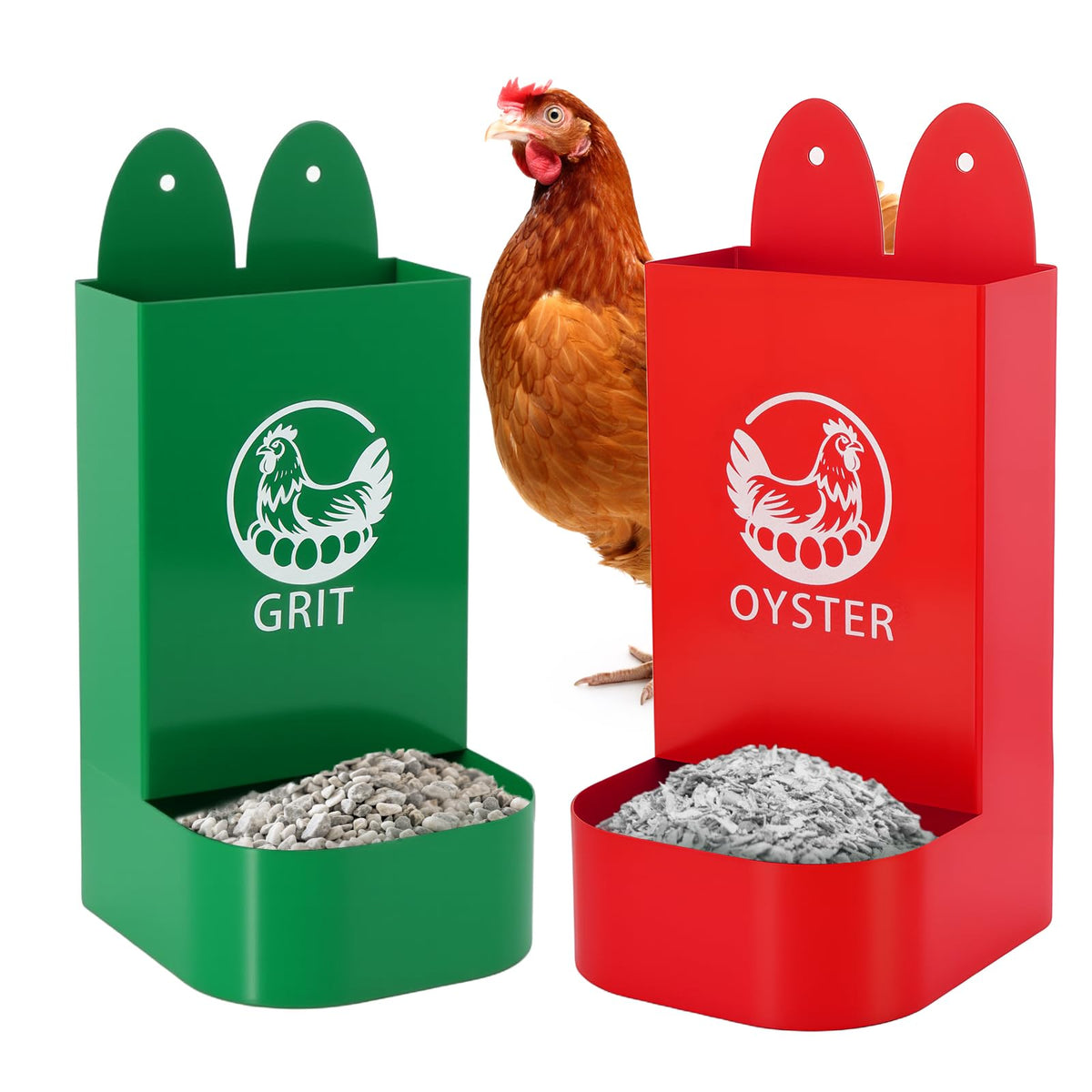 HUMUMU 2Pack grit and oyster shell feeder with large capacity for up to 6 birds