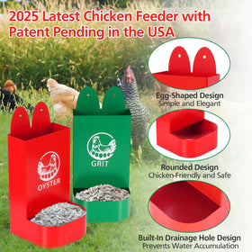 HUMUMU heavy-duty galvanized steel feeder with drain holes keeps grit dry in rain