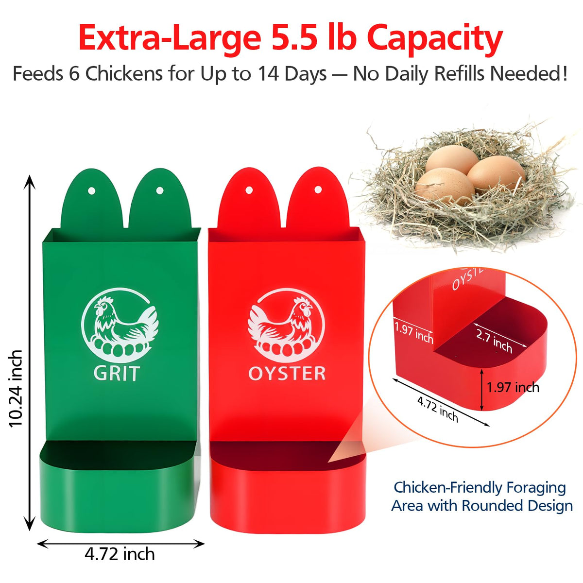 HUMUMU rounded-edges chicken feeder for safer feeding in busy coops